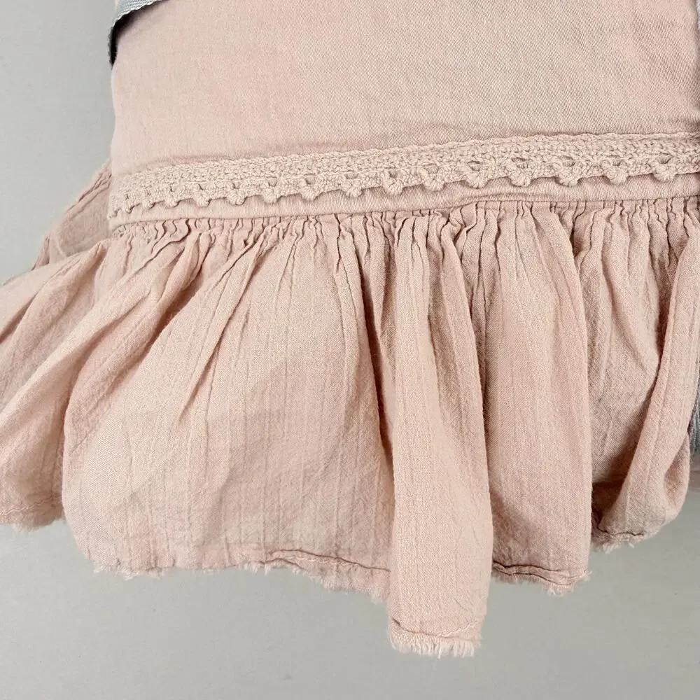 Anthropologie Ruffled Organic Spa Sateen Duvet Cover KING Peach Pink Bedding New